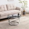 31.5 in. Silver Round Glass Coffee Table by KINWELL