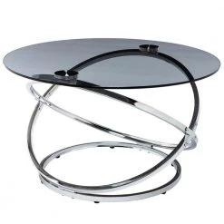 31.5 in. Silver Round Glass Coffee Table by KINWELL -Twin Star Home Sales Store silver kinwell coffee tables bsc078 8 c3 1000