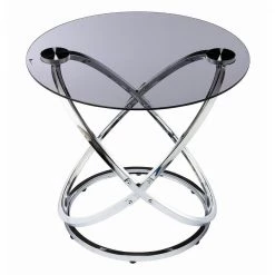 24 in. Silver Round Glass End Table by KINWELL -Twin Star Home Sales Store silver kinwell end side tables bsc078 6 4f 1000