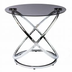 24 in. Silver Round Glass End Table by KINWELL -Twin Star Home Sales Store silver kinwell end side tables bsc078 6 77 1000