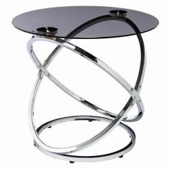 24 in. Silver Round Glass End Table by KINWELL -Twin Star Home Sales Store silver kinwell end side tables bsc078 6 c3 1000