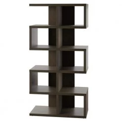 62 in. Stromburg Oak Wood 5-Shelf Mid-Century Modern Open Bookcase by Twin Star Home -Twin Star Home Sales Store stromburg oak twin star home bookcases bookshelves bk624 po138 c3 1000