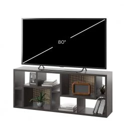 69.63 in. Weathered Gray 2-Shelf Multipurpose Bookcase and TV Stand with Open Storage Fits TV's up to 80 in. by Twin Star Home -Twin Star Home Sales Store weather gray twin star home tv stands bk6916 pg77 44 1000