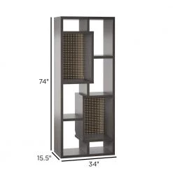 69.63 in. Weathered Gray 2-Shelf Multipurpose Bookcase and TV Stand with Open Storage Fits TV's up to 80 in. by Twin Star Home -Twin Star Home Sales Store weather gray twin star home tv stands bk6916 pg77 4f 1000