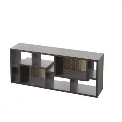 69.63 in. Weathered Gray 2-Shelf Multipurpose Bookcase and TV Stand with Open Storage Fits TV's up to 80 in. by Twin Star Home -Twin Star Home Sales Store weather gray twin star home tv stands bk6916 pg77 c3 1000