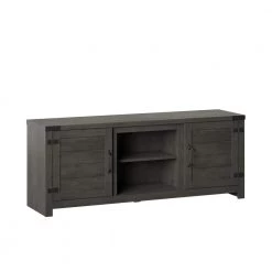 60 in. Weathered Gray TV Stand Fits TV's up to 65 in. with Planked Doors and Nail Head Details by Twin Star Home