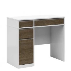 36 in. Rectangular White and Brown Wood 4-Drawer Computer Desk with USB Charging Ports by Twin Star Home -Twin Star Home Sales Store white and brown twin star home computer desks odp007 tpt01 40 1000