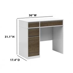 36 in. Rectangular White and Brown Wood 4-Drawer Computer Desk with USB Charging Ports by Twin Star Home -Twin Star Home Sales Store white and brown twin star home computer desks odp007 tpt01 4f 1000