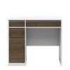 36 in. Rectangular White and Brown Wood 4-Drawer Computer Desk with USB Charging Ports by Twin Star Home
