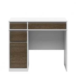 36 in. Rectangular White and Brown Wood 4-Drawer Computer Desk with USB Charging Ports by Twin Star Home