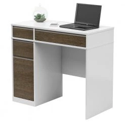 36 in. Rectangular White and Brown Wood 4-Drawer Computer Desk with USB Charging Ports by Twin Star Home -Twin Star Home Sales Store white and brown twin star home computer desks odp007 tpt01 76 1000