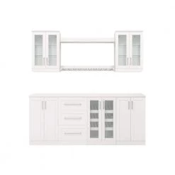 Home Bar 21 in. White Cabinet Set (9-Piece) by NewAge Products