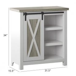 31.5 in. White Accent Cabinet with Adjustable Shelves and Sliding Barn Door by Twin Star Home -Twin Star Home Sales Store white twin star home accent cabinets ac6679 tpt01 1f 1000