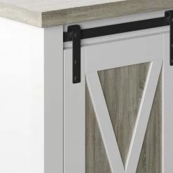 31.5 in. White Accent Cabinet with Adjustable Shelves and Sliding Barn Door by Twin Star Home -Twin Star Home Sales Store white twin star home accent cabinets ac6679 tpt01 44 1000