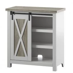 31.5 in. White Accent Cabinet with Adjustable Shelves and Sliding Barn Door by Twin Star Home -Twin Star Home Sales Store white twin star home accent cabinets ac6679 tpt01 c3 1000