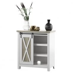 31.5 in. White Accent Cabinet with Adjustable Shelves and Sliding Barn Door by Twin Star Home -Twin Star Home Sales Store white twin star home accent cabinets ac6679 tpt01 d4 1000