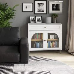 White Accent Cabinet with Glass Doors by Twin Star Home -Twin Star Home Sales Store white twin star home accent cabinets ac6892 pt01 1f 1000