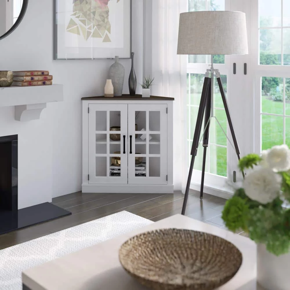 White Accent Cabinet with Glass Doors by Twin Star Home 8 White Accent Cabinet with Glass Doors by Twin Star Home - Image 8