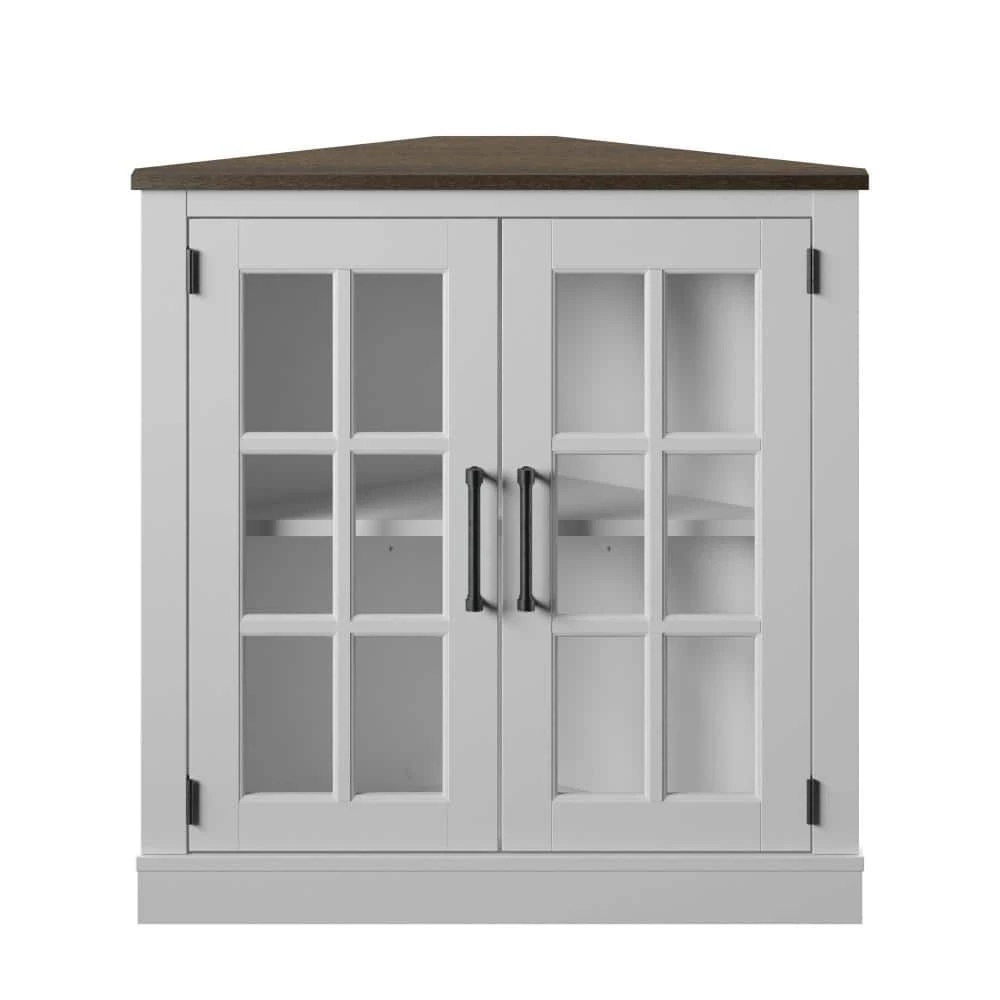 White Accent Cabinet with Glass Doors by Twin Star Home 1 White Accent Cabinet with Glass Doors by Twin Star Home