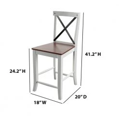 41.25 in. Eureka White High Back Wood Frame Counter Height Cross Back Bar Stools (Set of 2) by Twin Star Home -Twin Star Home Sales Store white twin star home bar stools 2bs10907 tt457 c3 1000