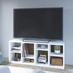 69.63 in. White Wood 8-Shelf Contemporary Standard Bookcase with Open Storage by Twin Star Home -Twin Star Home Sales Store white twin star home bookcases bookshelves bk625 tpt01 31 1000