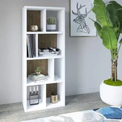 69.63 in. White Wood 8-Shelf Contemporary Standard Bookcase with Open Storage by Twin Star Home -Twin Star Home Sales Store white twin star home bookcases bookshelves bk625 tpt01 44 1000