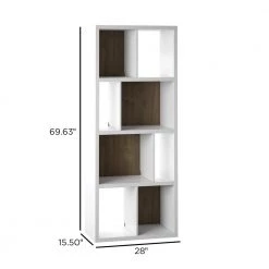69.63 in. White Wood 8-Shelf Contemporary Standard Bookcase with Open Storage by Twin Star Home -Twin Star Home Sales Store white twin star home bookcases bookshelves bk625 tpt01 4f 1000