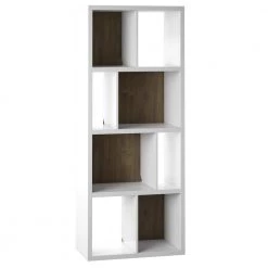 69.63 in. White Wood 8-Shelf Contemporary Standard Bookcase with Open Storage by Twin Star Home
