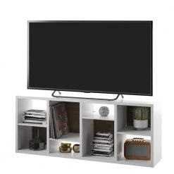 69.63 in. White Wood 8-Shelf Contemporary Standard Bookcase with Open Storage by Twin Star Home -Twin Star Home Sales Store white twin star home bookcases bookshelves bk625 tpt01 76 1000