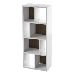 69.63 in. White Wood 8-Shelf Contemporary Standard Bookcase with Open Storage by Twin Star Home -Twin Star Home Sales Store white twin star home bookcases bookshelves bk625 tpt01 c3 1000