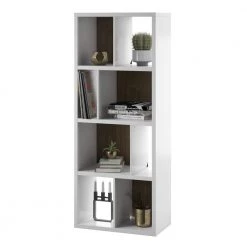 69.63 in. White Wood 8-Shelf Contemporary Standard Bookcase with Open Storage by Twin Star Home -Twin Star Home Sales Store white twin star home bookcases bookshelves bk625 tpt01 fa 1000