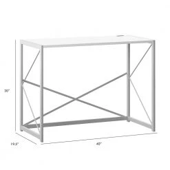 40 in. Rectangular White Metal Desk with Power by Twin Star Home -Twin Star Home Sales Store white twin star home computer desks odp90522 pt01 1f 1000