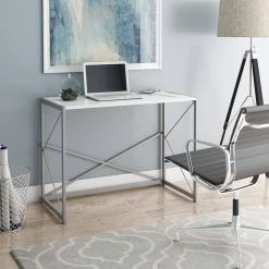 40 in. Rectangular White Metal Desk with Power by Twin Star Home -Twin Star Home Sales Store white twin star home computer desks odp90522 pt01 31 1000
