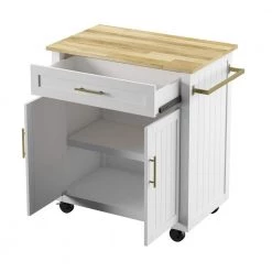 32 in. White Kitchen Cart with Panel Doors and Drawer by Twin Star Home -Twin Star Home Sales Store white twin star home kitchen carts kc10889 tpt85 44 1000