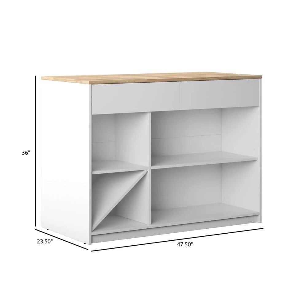 White Kitchen Island with Wine Shelves by Twin Star Home 2 White Kitchen Island with Wine Shelves by Twin Star Home - Image 2