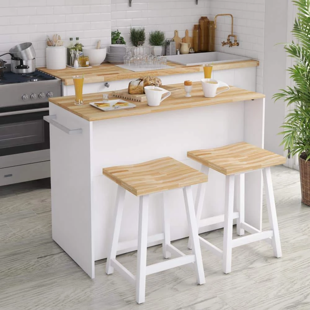 White Kitchen Island with Wine Shelves by Twin Star Home 5 White Kitchen Island with Wine Shelves by Twin Star Home - Image 5