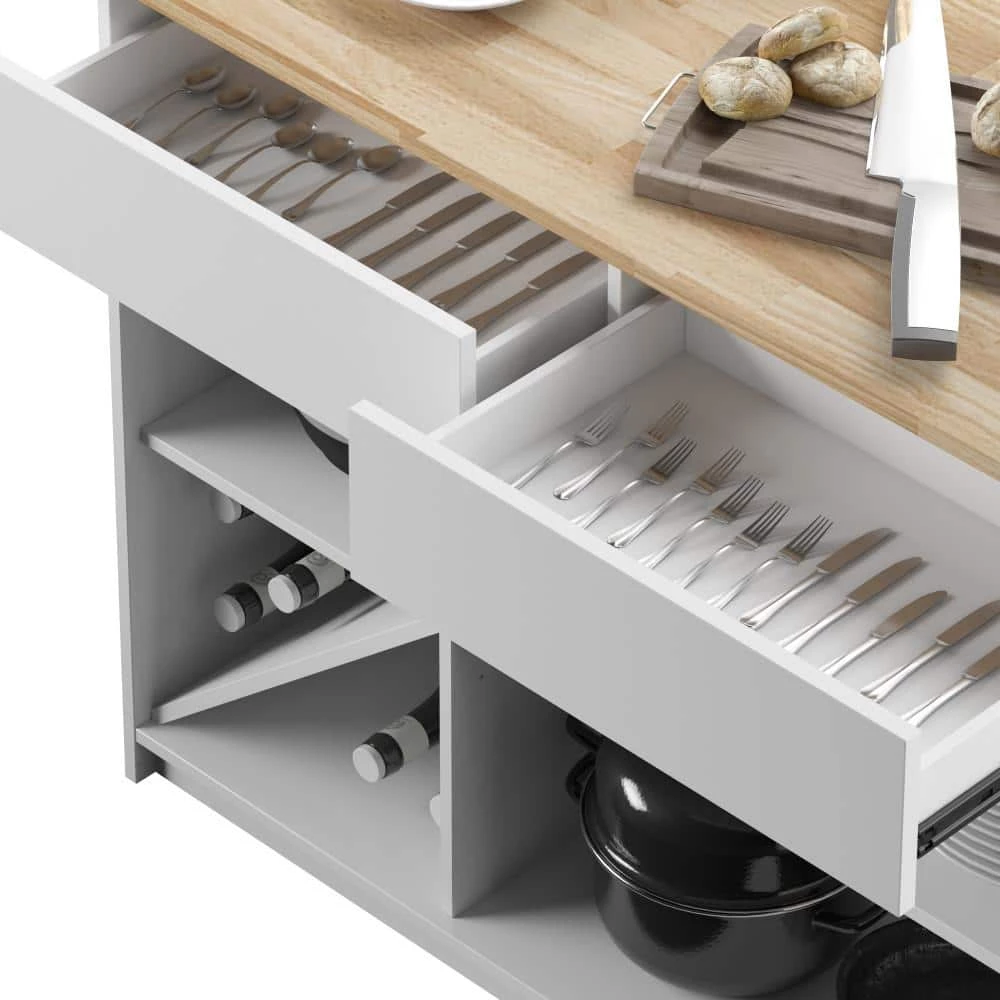 White Kitchen Island with Wine Shelves by Twin Star Home 8 White Kitchen Island with Wine Shelves by Twin Star Home - Image 8