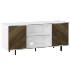 54 in. White TV Stand with 2 Shelves fits TV's up to 60 in. with Adjustable Shelf by Twin Star Home -Twin Star Home Sales Store white twin star home tv stands tc54 6783 tpt01 1f 1000