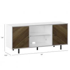 54 in. White TV Stand with 2 Shelves fits TV's up to 60 in. with Adjustable Shelf by Twin Star Home -Twin Star Home Sales Store white twin star home tv stands tc54 6783 tpt01 44 1000
