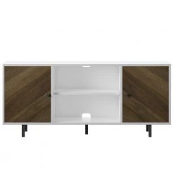 54 in. White TV Stand with 2 Shelves fits TV's up to 60 in. with Adjustable Shelf by Twin Star Home