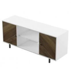 54 in. White TV Stand with 2 Shelves fits TV's up to 60 in. with Adjustable Shelf by Twin Star Home -Twin Star Home Sales Store white twin star home tv stands tc54 6783 tpt01 76 1000