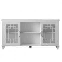 54.5 in. White TV Stand Fits TV's up to 60 in. with Adjustable Shelves by Twin Star Home