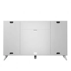 55.63 in. White TV Stand with Geometric Doors Fits TV's up to 60 in. with Adjustable Shelves by Twin Star Home -Twin Star Home Sales Store white twin star home tv stands tc56 6583 z975 66 1000
