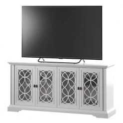 59.5 in. White TV Stand Fits TV's up to 65 in. with Adjustable Shelves by Twin Star Home -Twin Star Home Sales Store white twin star home tv stands tc60 77889 pt01 76 1000