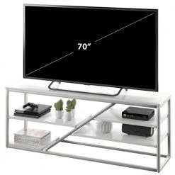 63 in. White TV Stand Fits TV's up to 70 in. with Shelves by Twin Star Home -Twin Star Home Sales Store white twin star home tv stands tc63 6845 tpt85 4f 1000