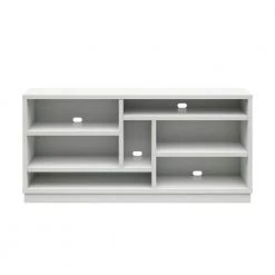 68 in. White TV Stand Fits TV's up to 80 in. with Open Shelves by Twin Star Home