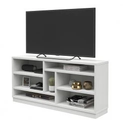 68 in. White TV Stand Fits TV's up to 80 in. with Open Shelves by Twin Star Home -Twin Star Home Sales Store white twin star home tv stands tc68 6994 pt85 fa 1000