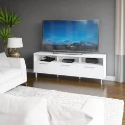 68 in. White TV Stand With 3 Drawers Fits TV's up to 80 in. by Twin Star Home -Twin Star Home Sales Store white twin star home tv stands tc68 6997 pt85 31 1000