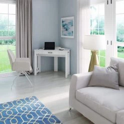 40 in. Corner White Wood 1-Shelf Writing Desk with USB Charging Ports by Twin Star Home -Twin Star Home Sales Store white twin star home writing desks odp498 pt85 31 1000