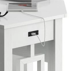 40 in. Corner White Wood 1-Shelf Writing Desk with USB Charging Ports by Twin Star Home -Twin Star Home Sales Store white twin star home writing desks odp498 pt85 66 1000